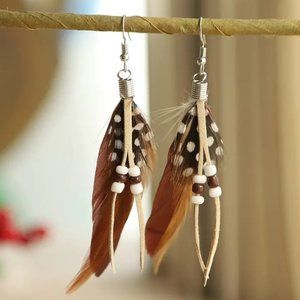 Bohemian/BOHO/Retro Feathered & Beaded earrings